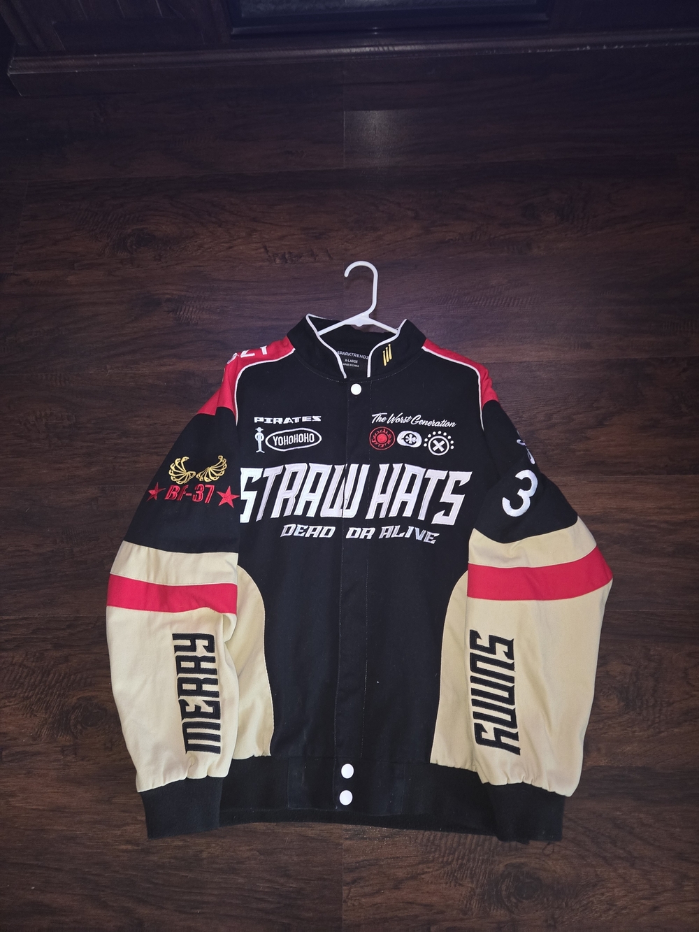 Straw Hats Black, Red & Cream Bomber Jacket - Streetwear